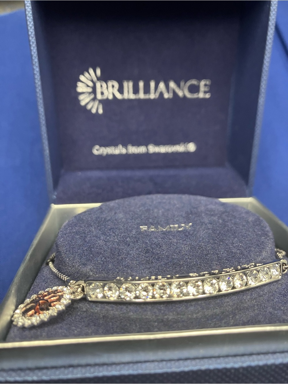 Brilliance Crystal Bar Bracelet with Rose Accent